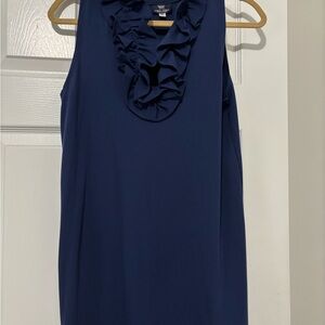 EUC Sailor-Sailor Navy Ruffle-Neck Sleeveless Dress Medium